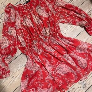 Zara Red and Pink Paisley Mini Dress